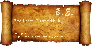 Breiner Euszták névjegykártya